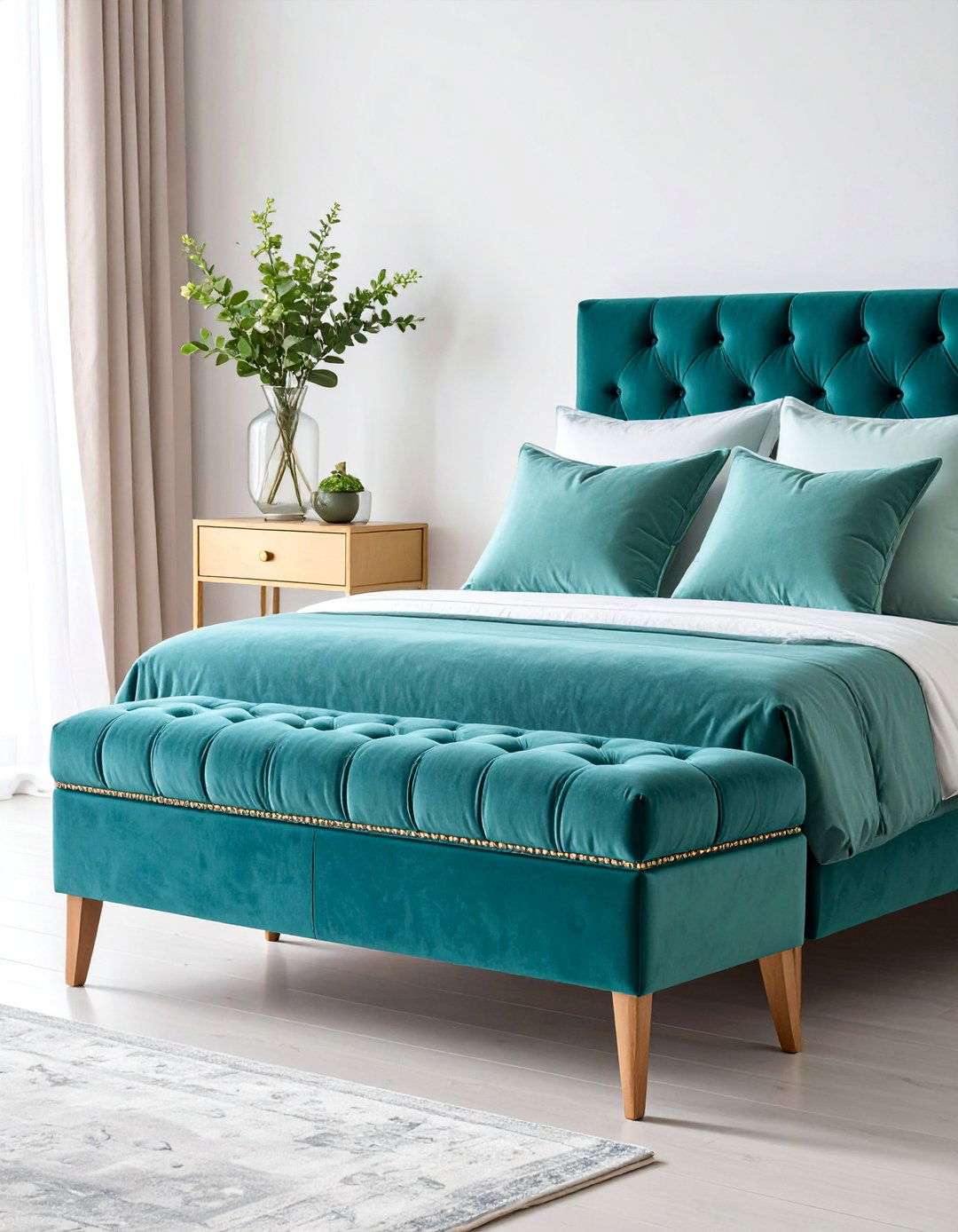 Tufted Bench Nightstand with Storage - 25 Nightstand Ideas