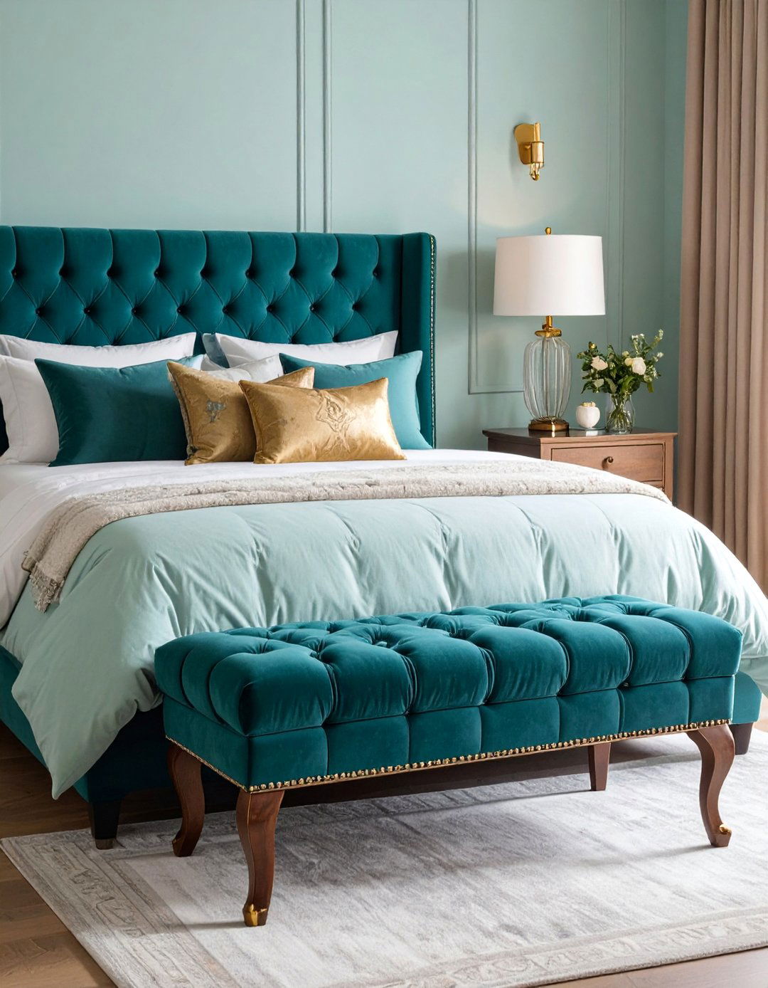 Tufted Bench Seating Area - 25 Blair Waldorf Bedroom