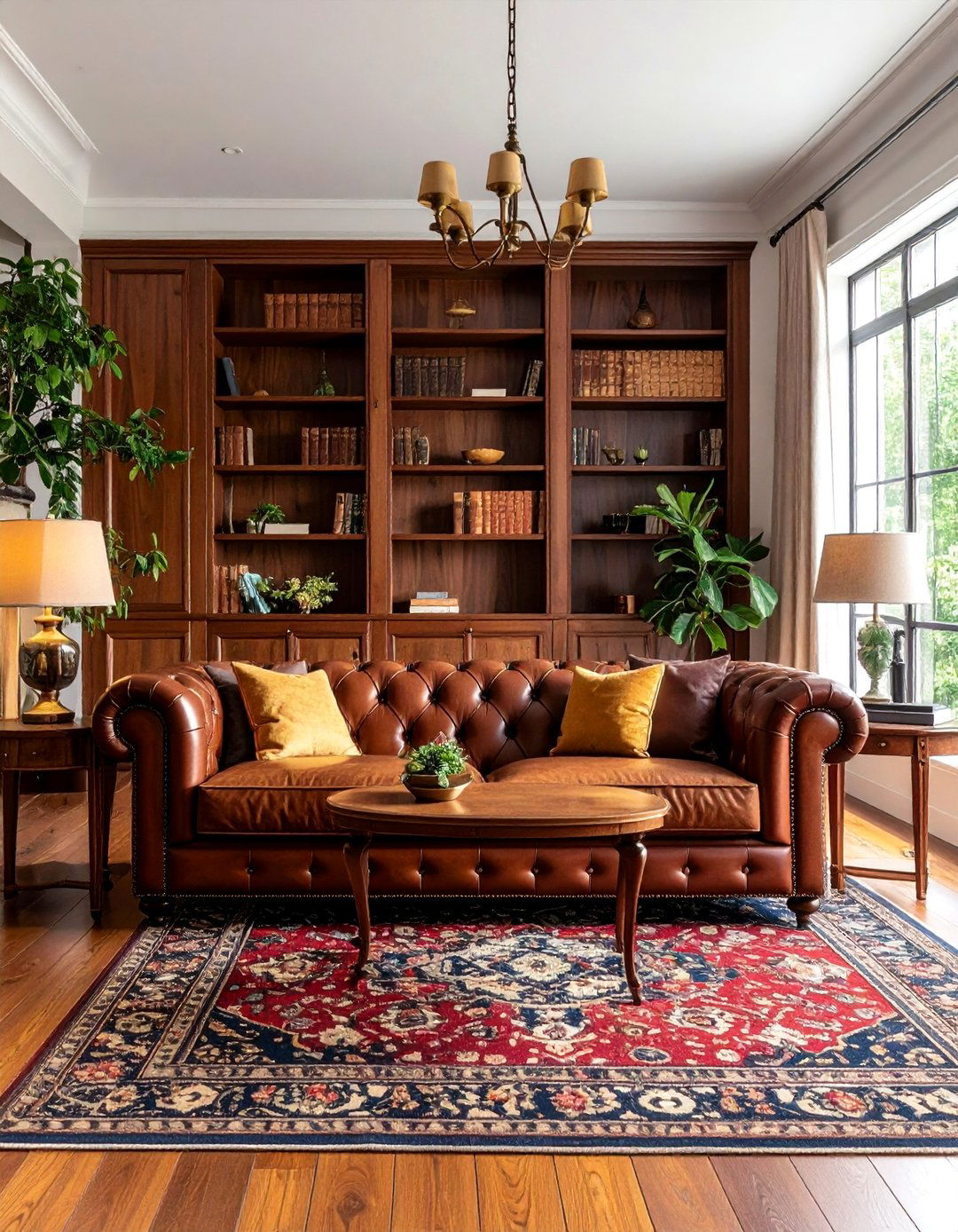 Tufted Leather Chesterfield Traditional - 25 Living Room Couch Ideas