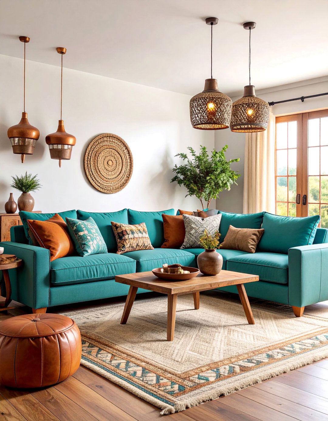 Turquoise Accent Western Living Room - 25 Western Living Room Ideas