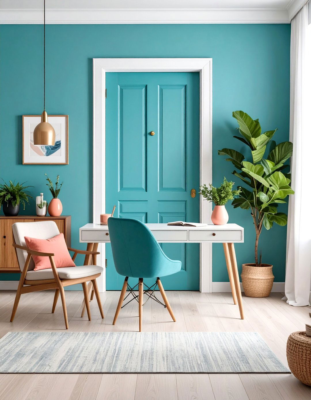 Turquoise Blue Interior Door with Vibrant Personality - 25 Interior Door Color Ideas
