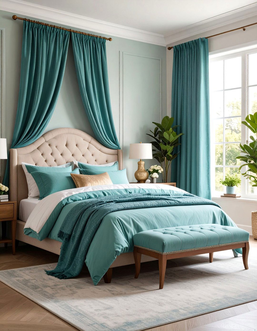 Turquoise Curtains and Window Treatment Focus - 25 Turquoise Bedroom Ideas