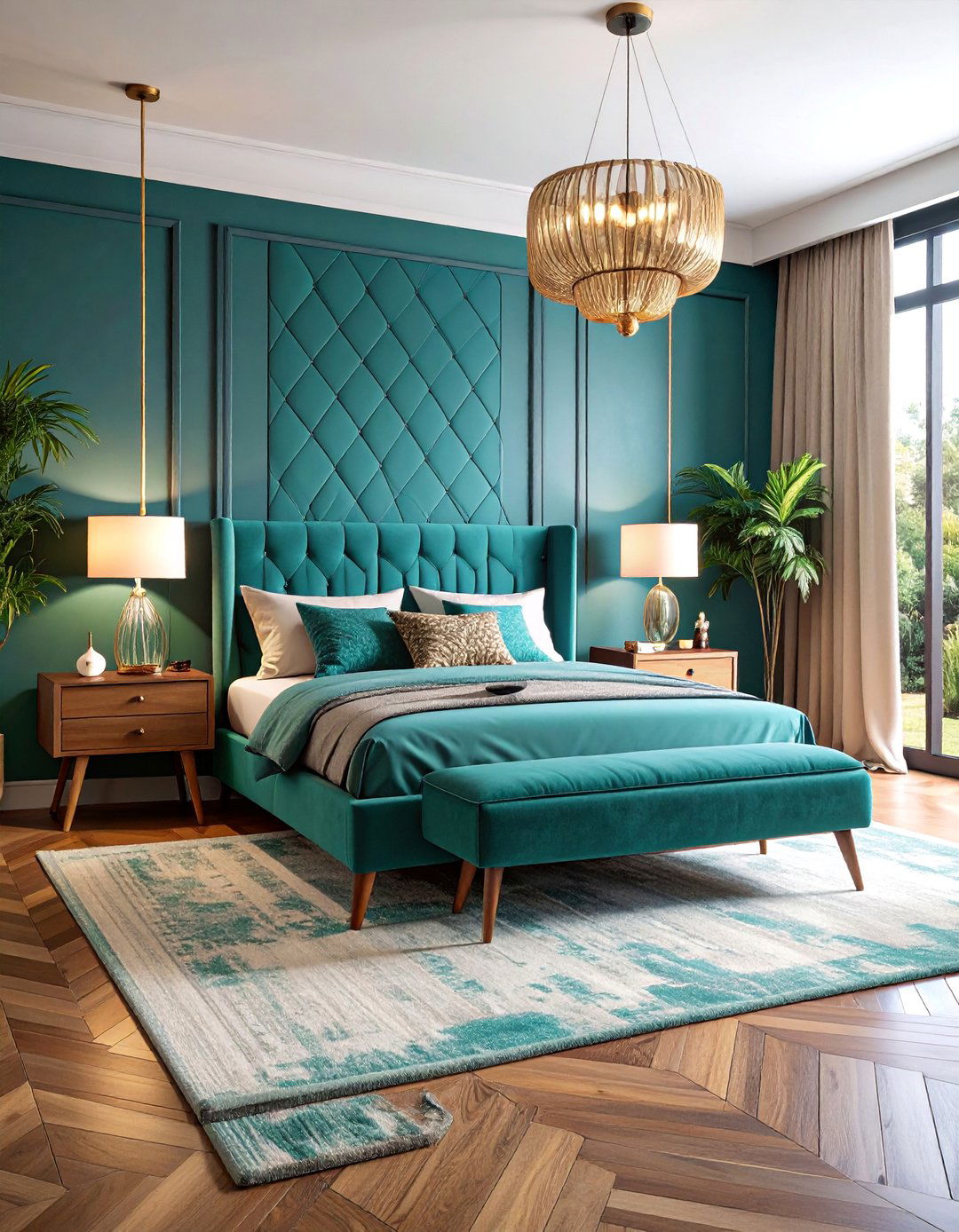 Turquoise Mid Century Modern - 25 blue and green bedroom ideas