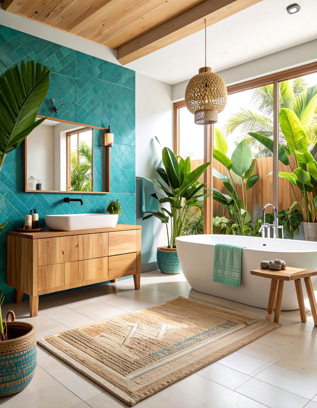 Turquoise Tile Accent Installations - 25 Blue Tile Bathroom Ideas