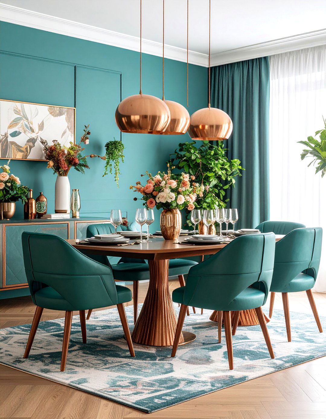 Turquoise and Copper Dining Room Design - 25 Southwestern Decor Ideas
