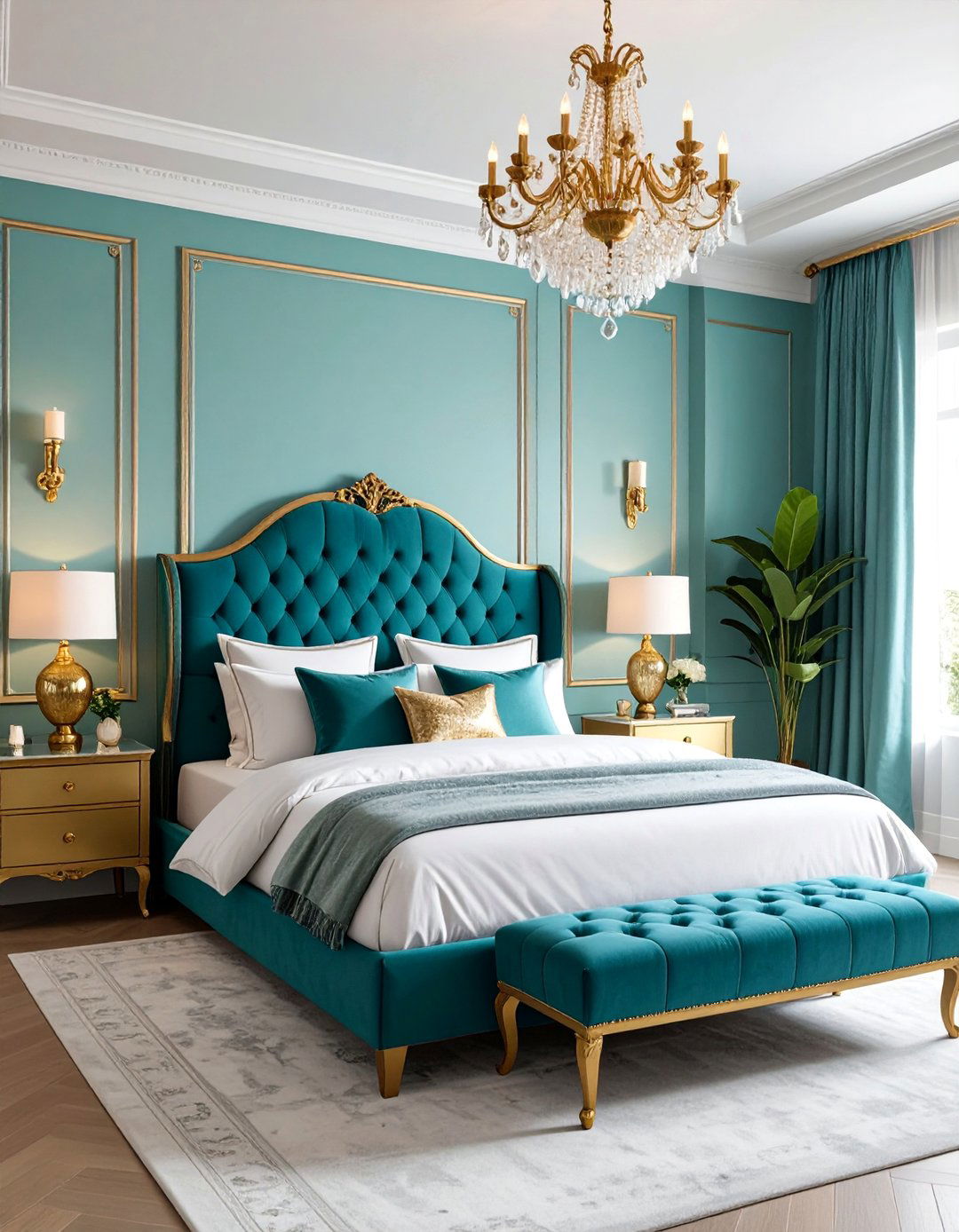 Turquoise and Gold Glamorous Bedroom Design - 25 Turquoise Bedroom Ideas