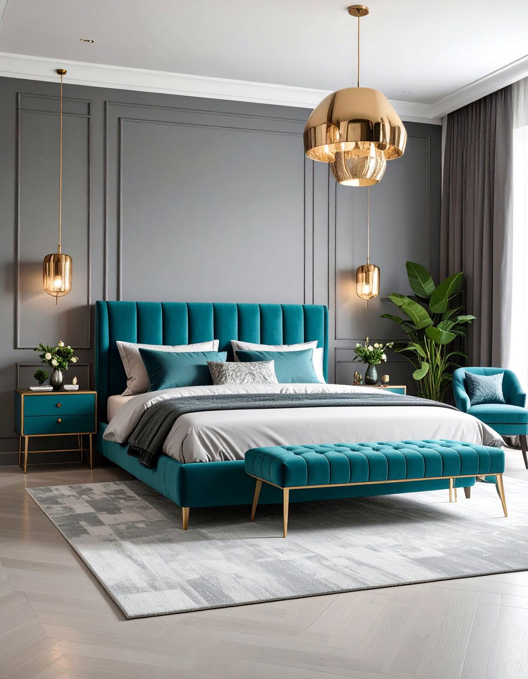 Turquoise and Grey Contemporary Bedroom Design - 25 Turquoise Bedroom Ideas