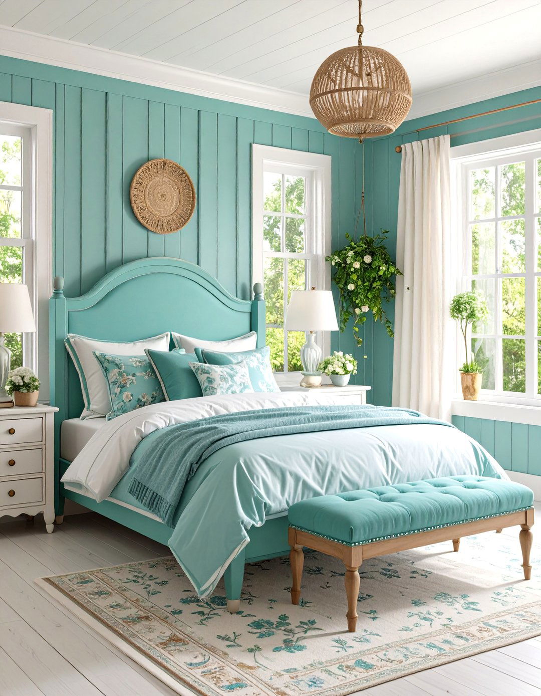 Turquoise and White Cottage Style Bedroom - 25 Turquoise Bedroom Ideas