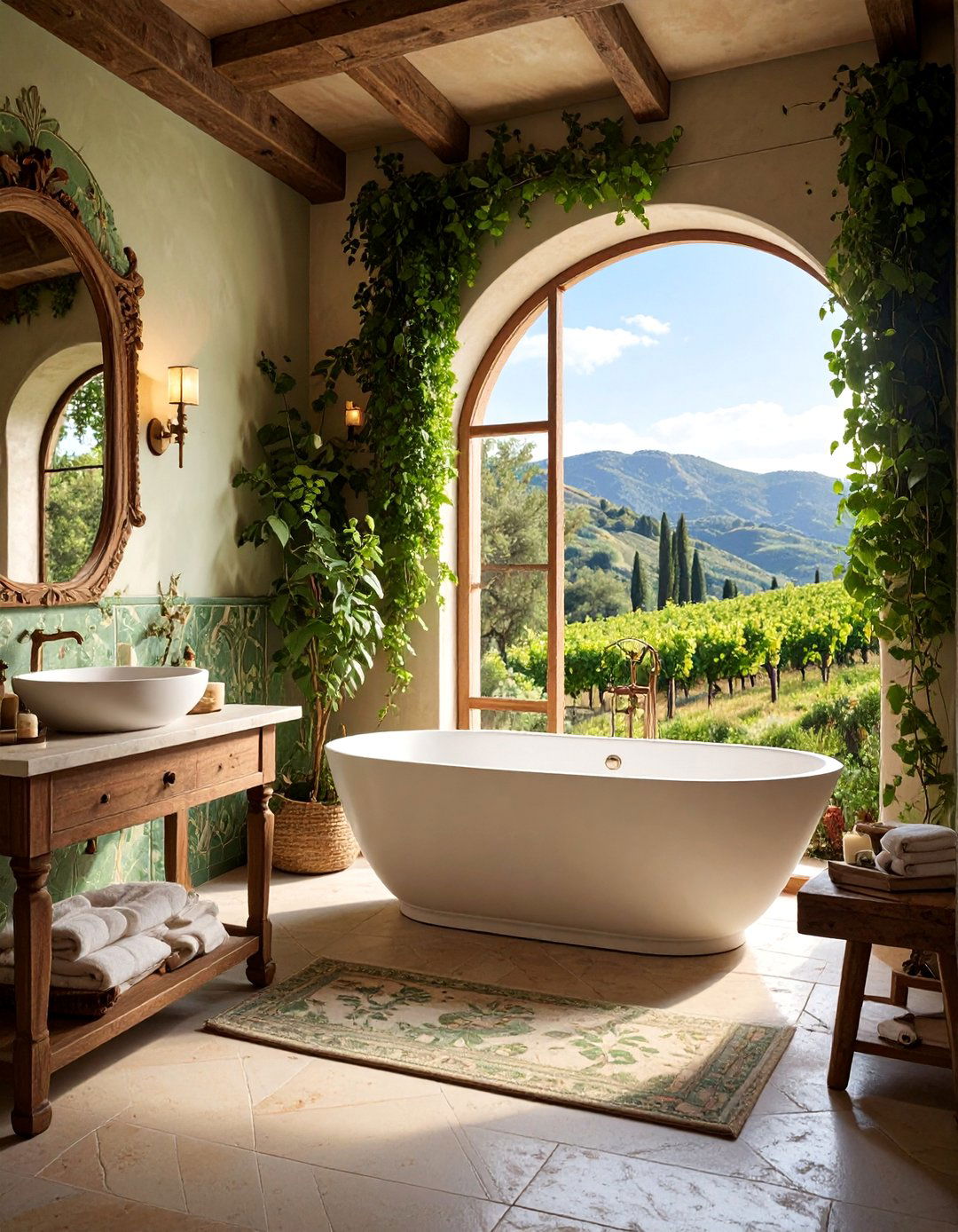 Tuscan Countryside Bathroom with Pastoral Elements - 25 Tuscan Bathroom Ideas