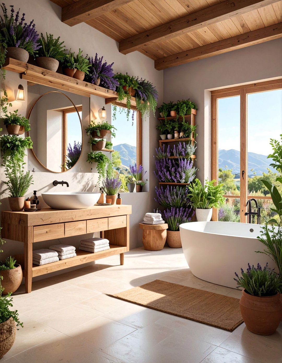 Tuscan Herb Garden Bathroom with Living Plant Walls - 25 Tuscan Bathroom Ideas