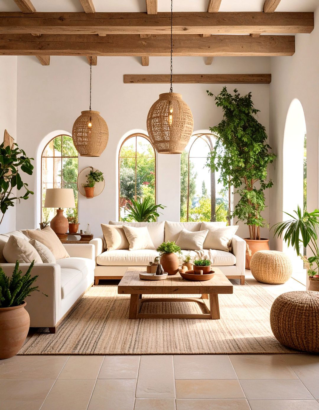 Tuscan Inspired Spanish Living Room with Warm Neutrals - 25 Spanish Style Living Room Ideas