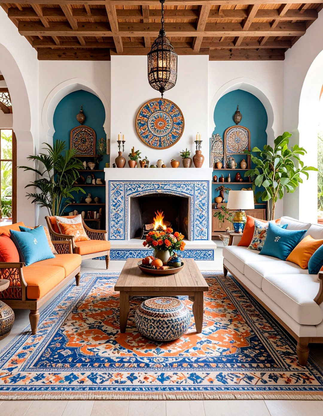 Tuscan Living Room with Mosaic Tile Accents - 25 Tuscan Living Room Ideas