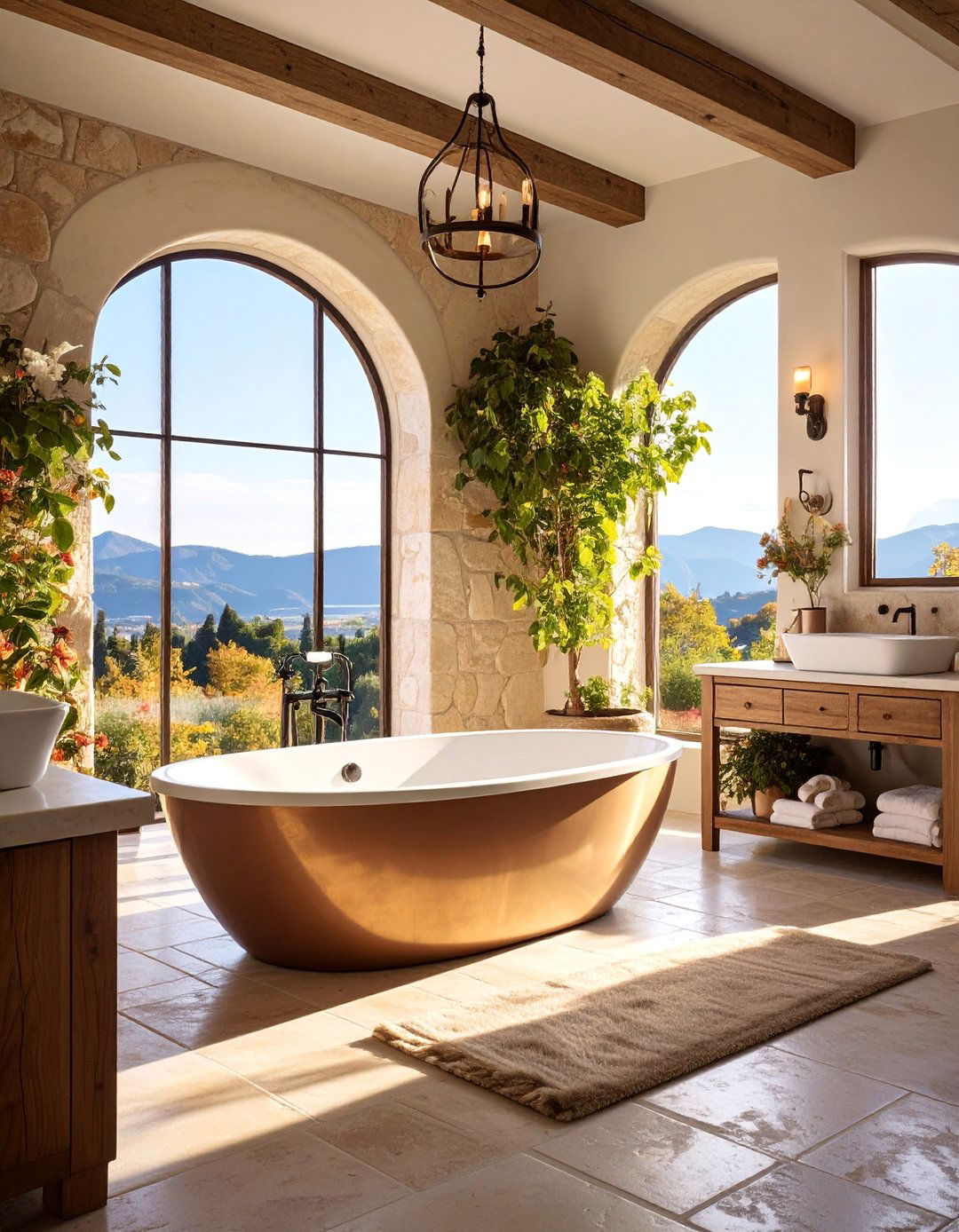 Tuscan Master Bath with Stone Features - 25 Mediterranean Interior Design Ideas