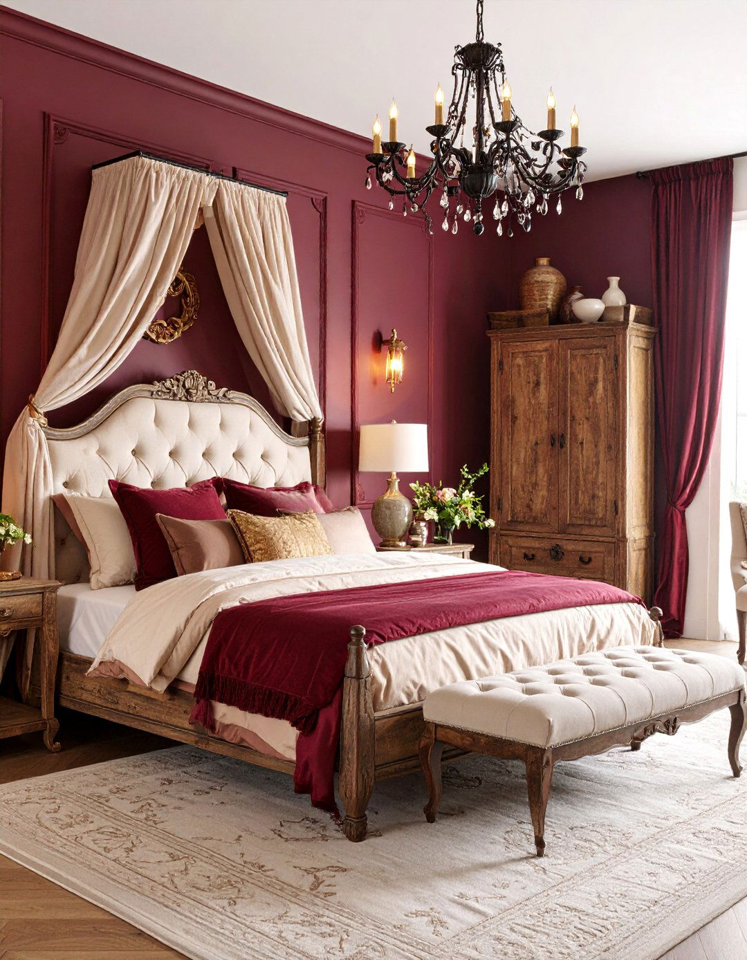 Tuscan Mediterranean Bedroom with Wine Country Color Palette - 25 Mediterranean Bedroom Ideas