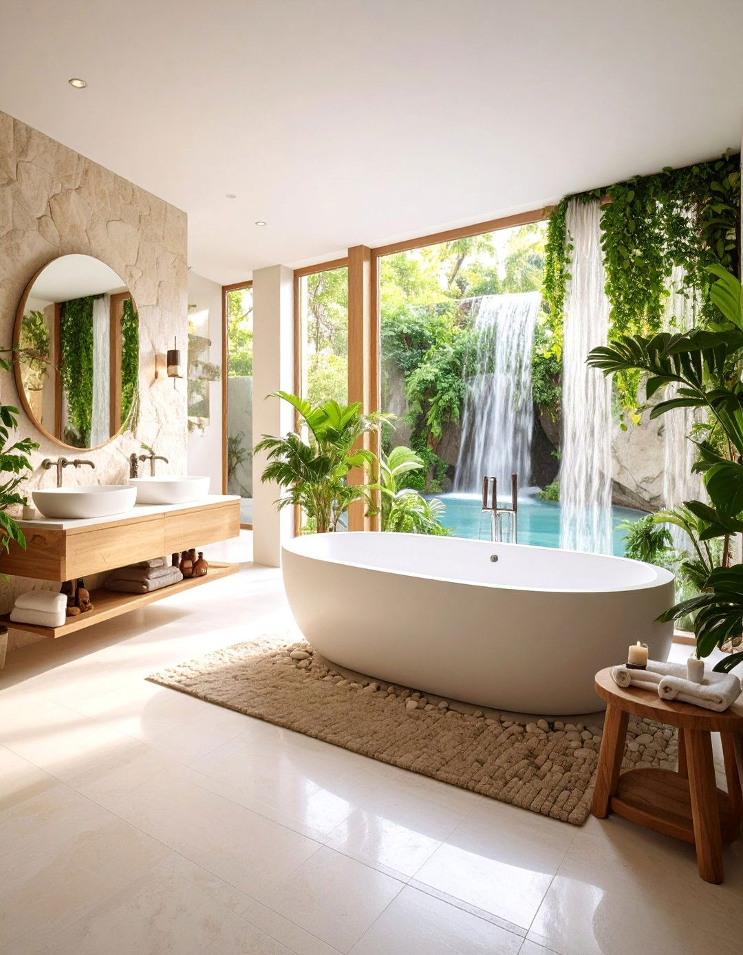 Tuscan Thermal Bath Bathroom with Natural Spa Elements - 25 Tuscan Bathroom Ideas
