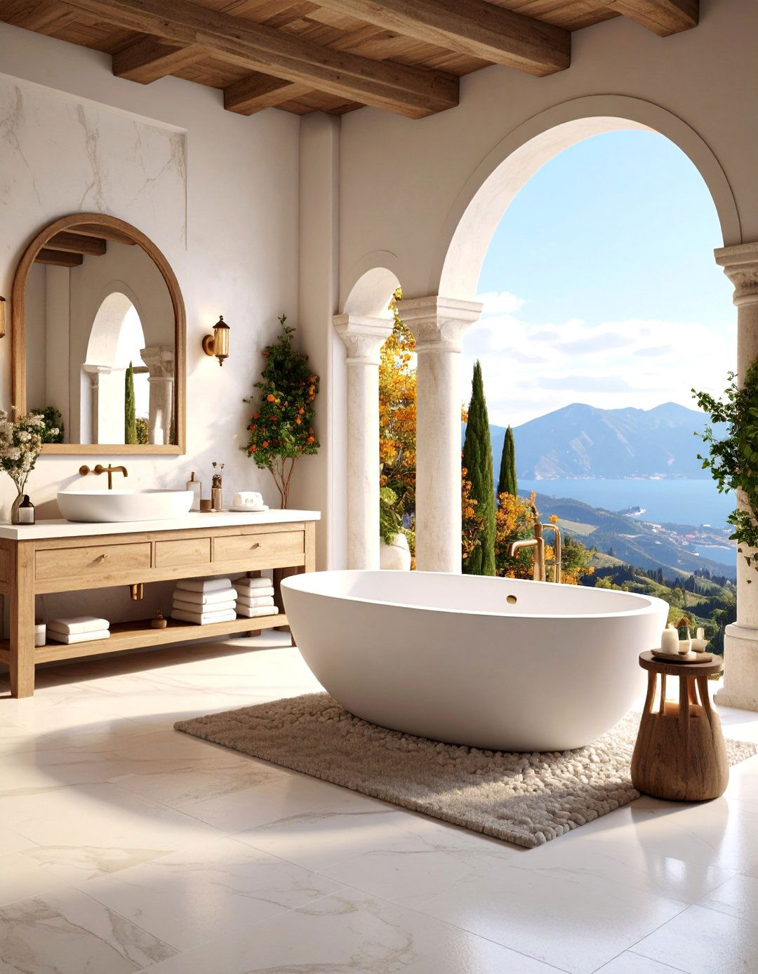 Tuscan Villa Bathroom with Luxury Natural Materials - 25 Tuscan Bathroom Ideas