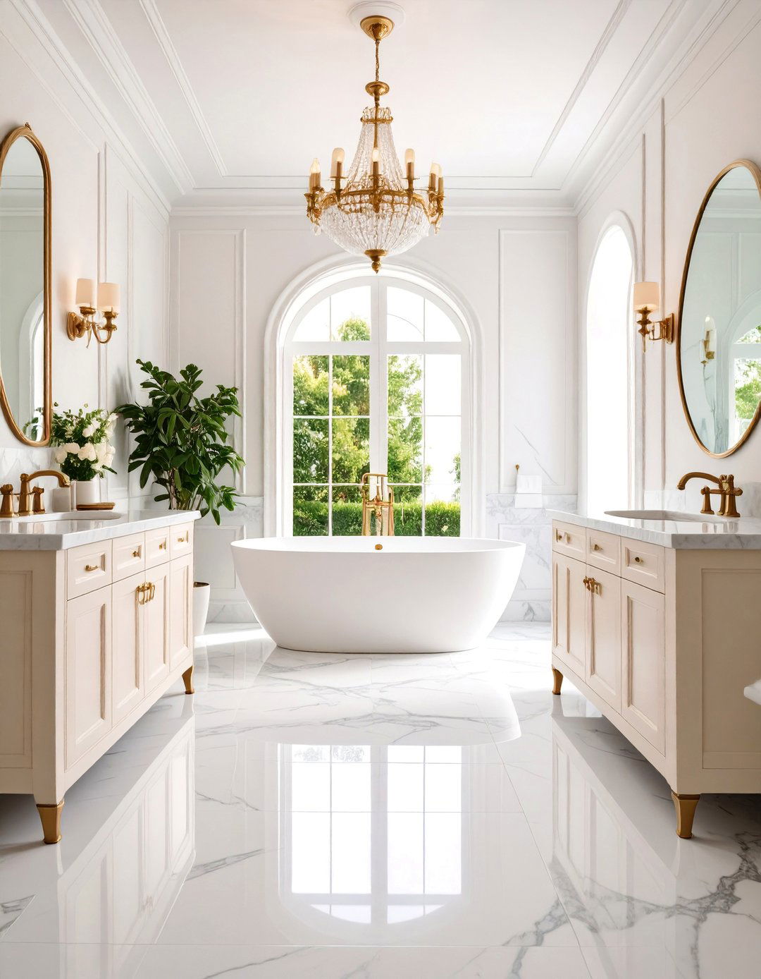 Tuscan Villa Bathroom with Marble and Bronze Elements - 25 Tuscan Bathroom Ideas