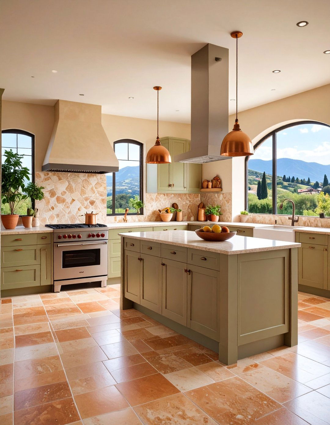 Tuscan Warm Tone Travertine Floor Kitchen - 25 Travertine Floor Kitchen Ideas