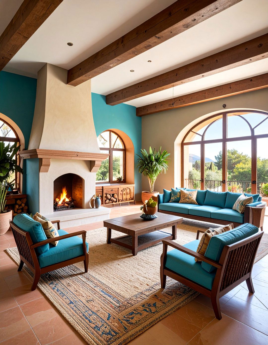 Twin Corner Spanish Fireplaces for Large Rooms - 25 Spanish Style Fireplace Ideas