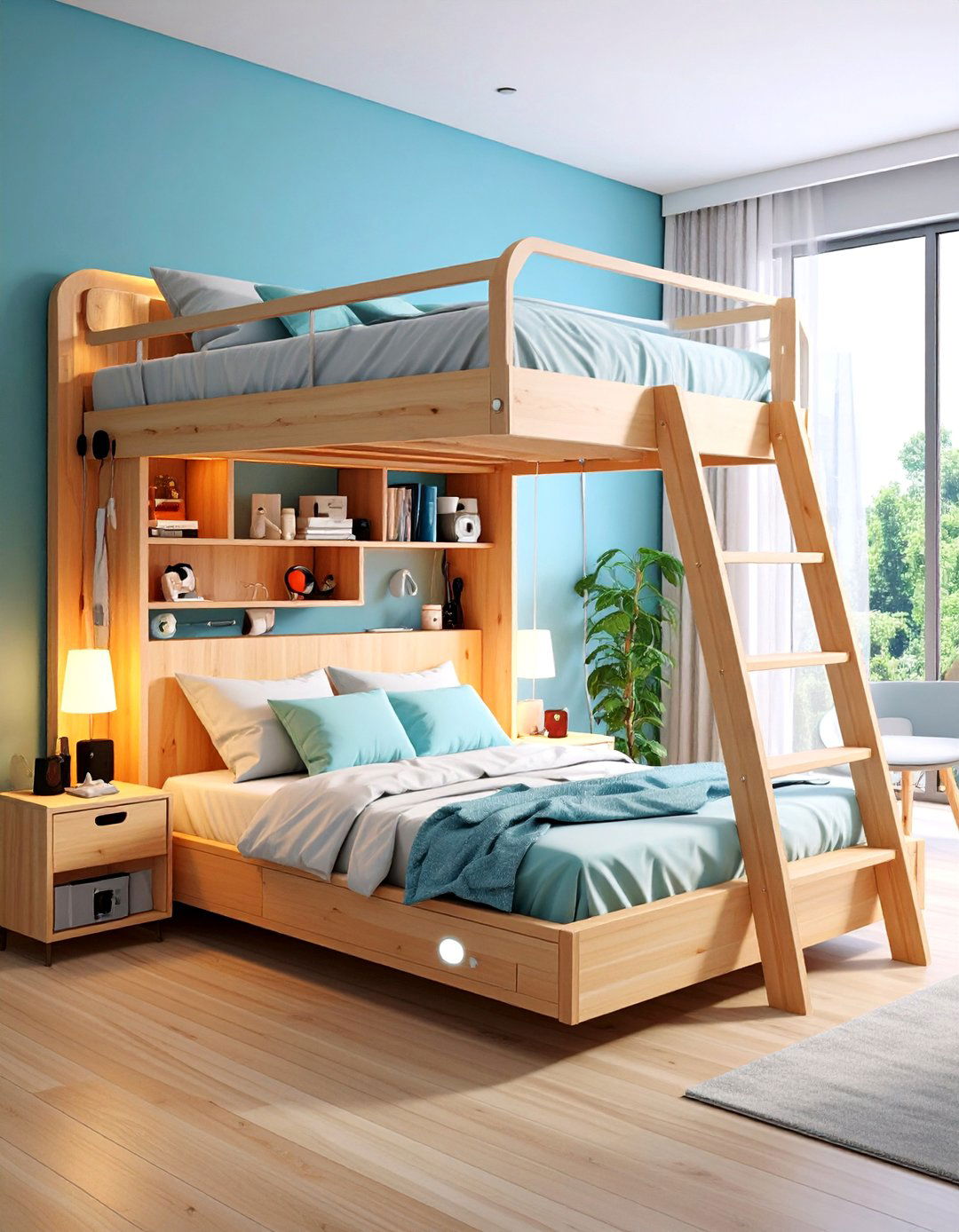 Twin Loft Bed with Built in Charging Station - 25 Loft Bed Ideas