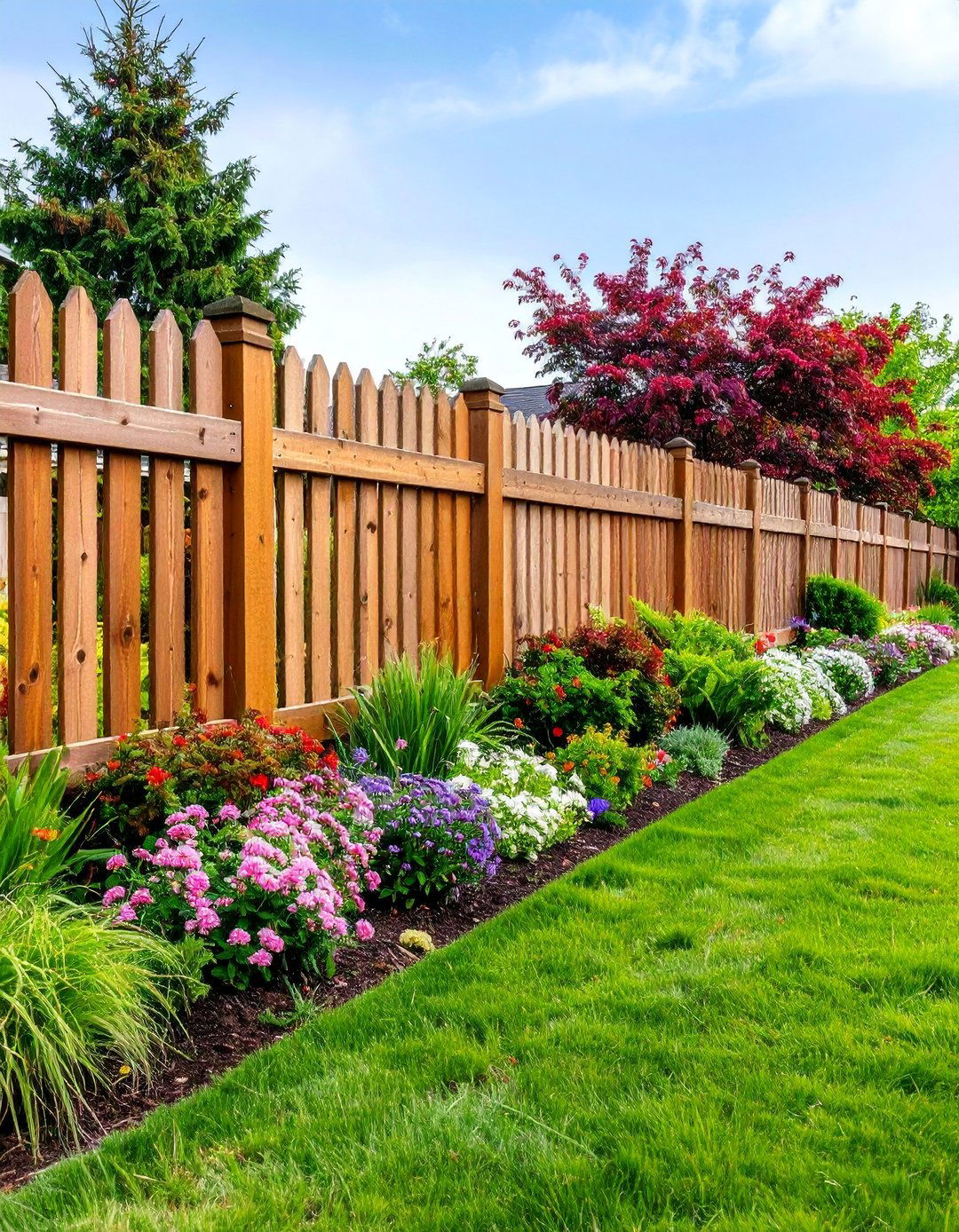 Two Rail Split Rail Fence with Landscaping - 25 Split Rail Fence Ideas