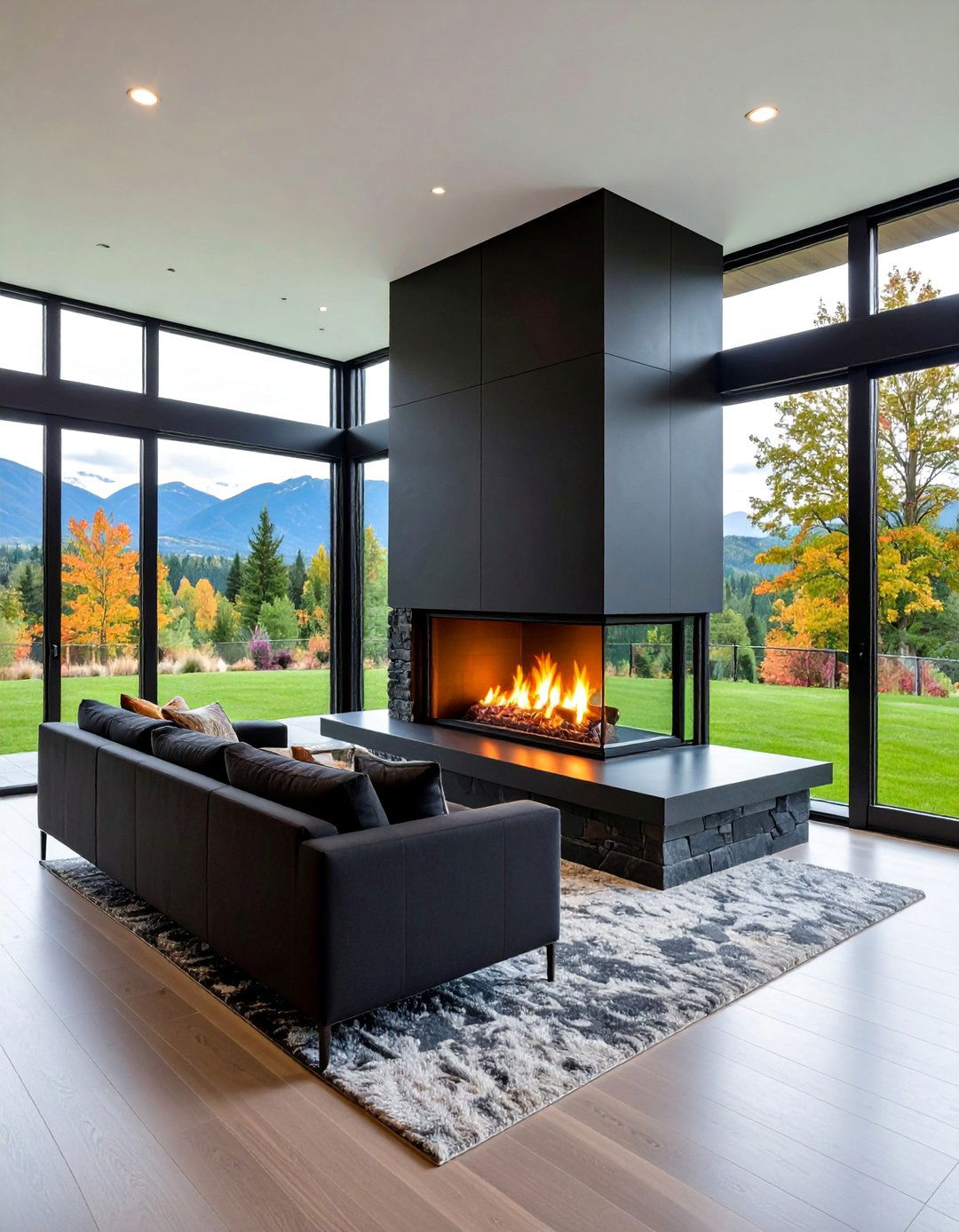 Two Sided Black Stone Fireplace - 25 Black Stone Fireplace Ideas