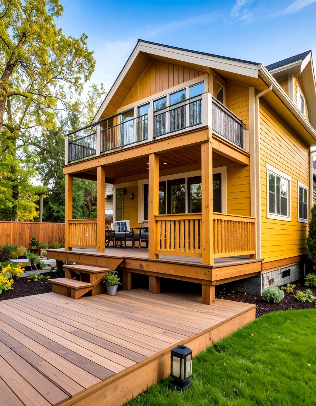 Two Story Deck with Upper Balcony and Lower Patio - 25 Backyard Deck Ideas