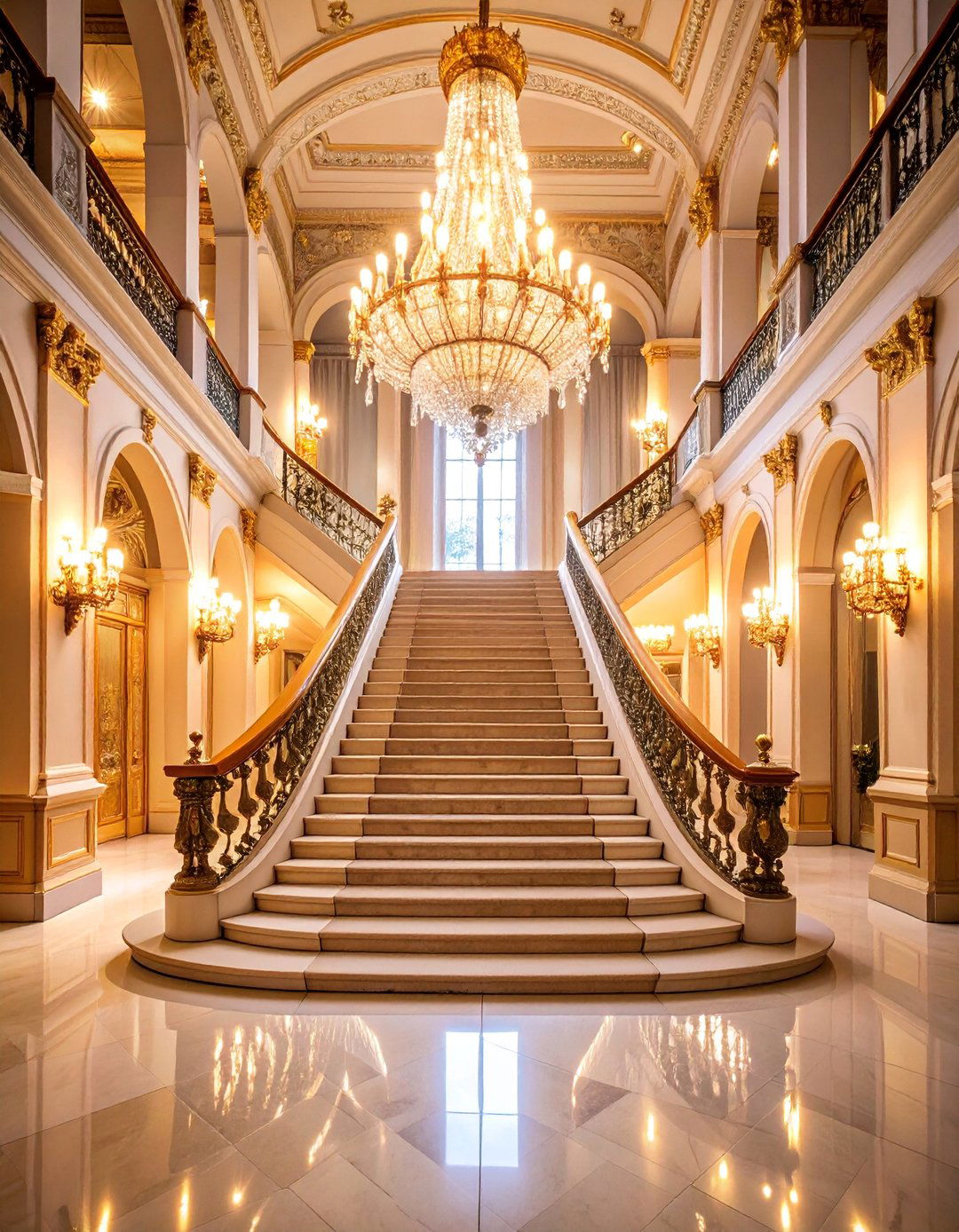 Two Story Staircase Lighting with Dramatic Scale - 25 Staircase Lighting Ideas