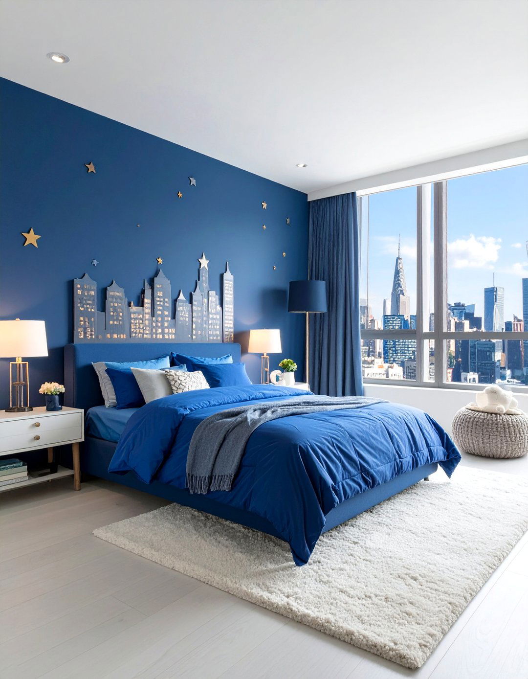 Two Tone Blue Boys Room with Superhero Headquarters Theme - 25 Boys Room Paint Ideas