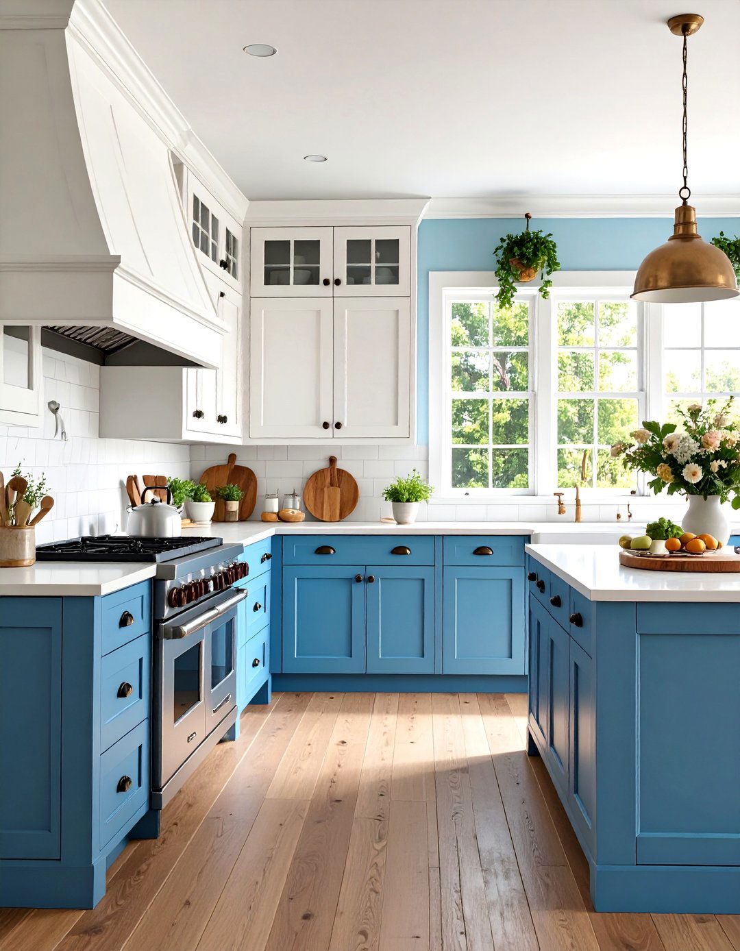 Two Tone Blue and White Farmhouse Cabinets - 25 blue farmhouse kitchen cabinets