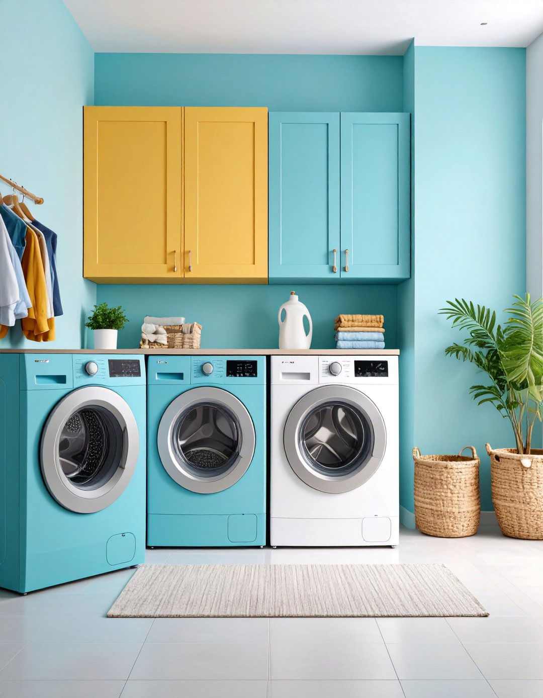 Two Tone Cabinet Color Scheme Design - 25 Laundry Room Cabinet Ideas