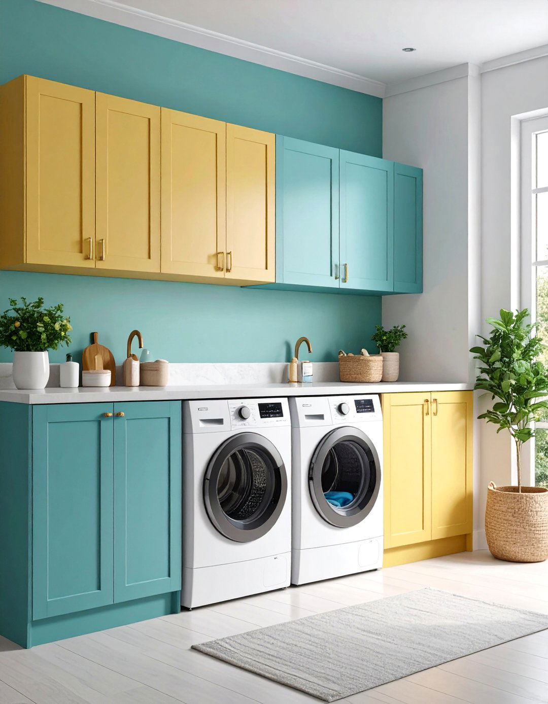 Two Tone Cabinet Laundry Room Countertops - 25 Laundry Room Countertop Ideas