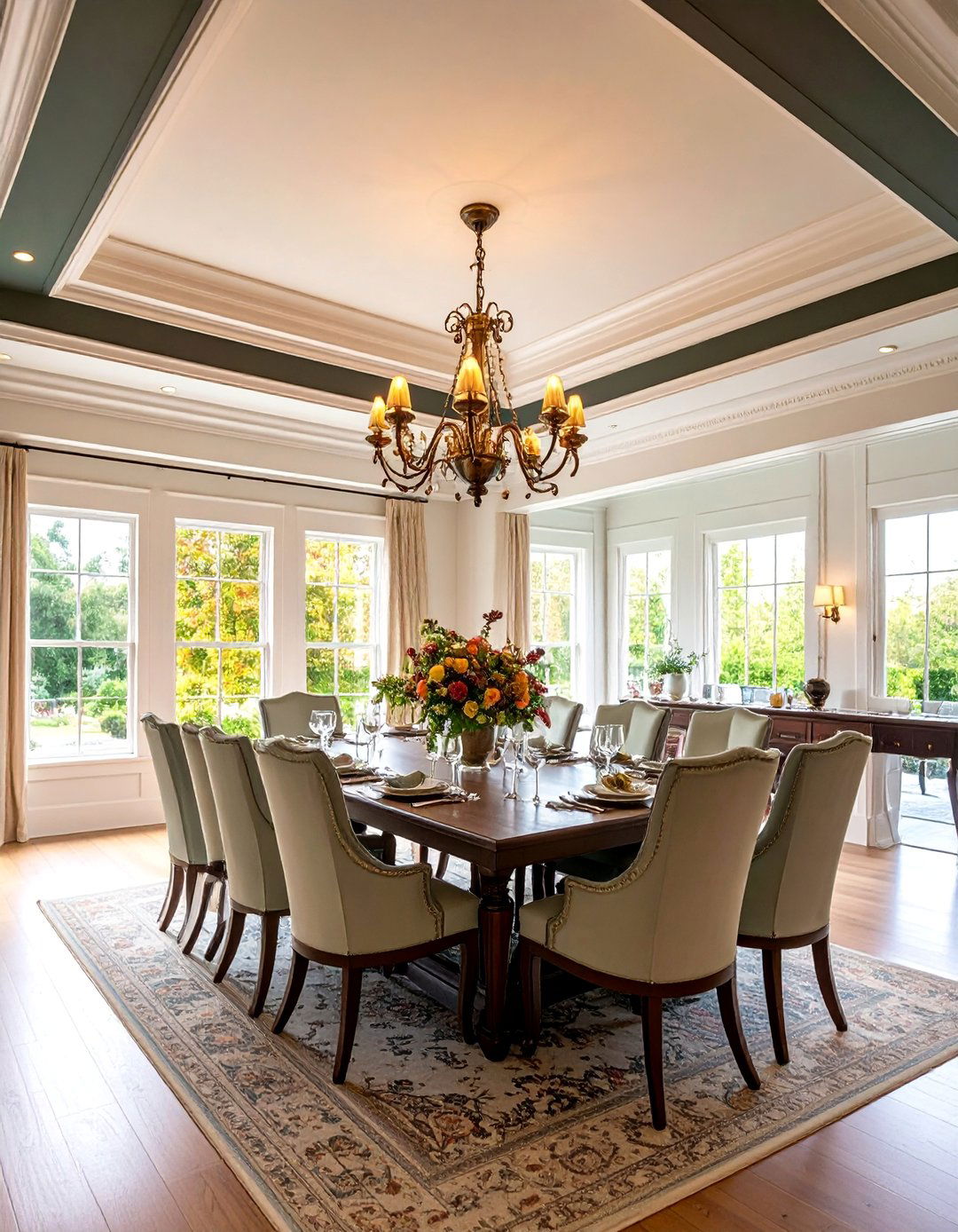 Two Tone Ceiling with Contrasting Crown Molding - 25 Ceiling Trim Ideas