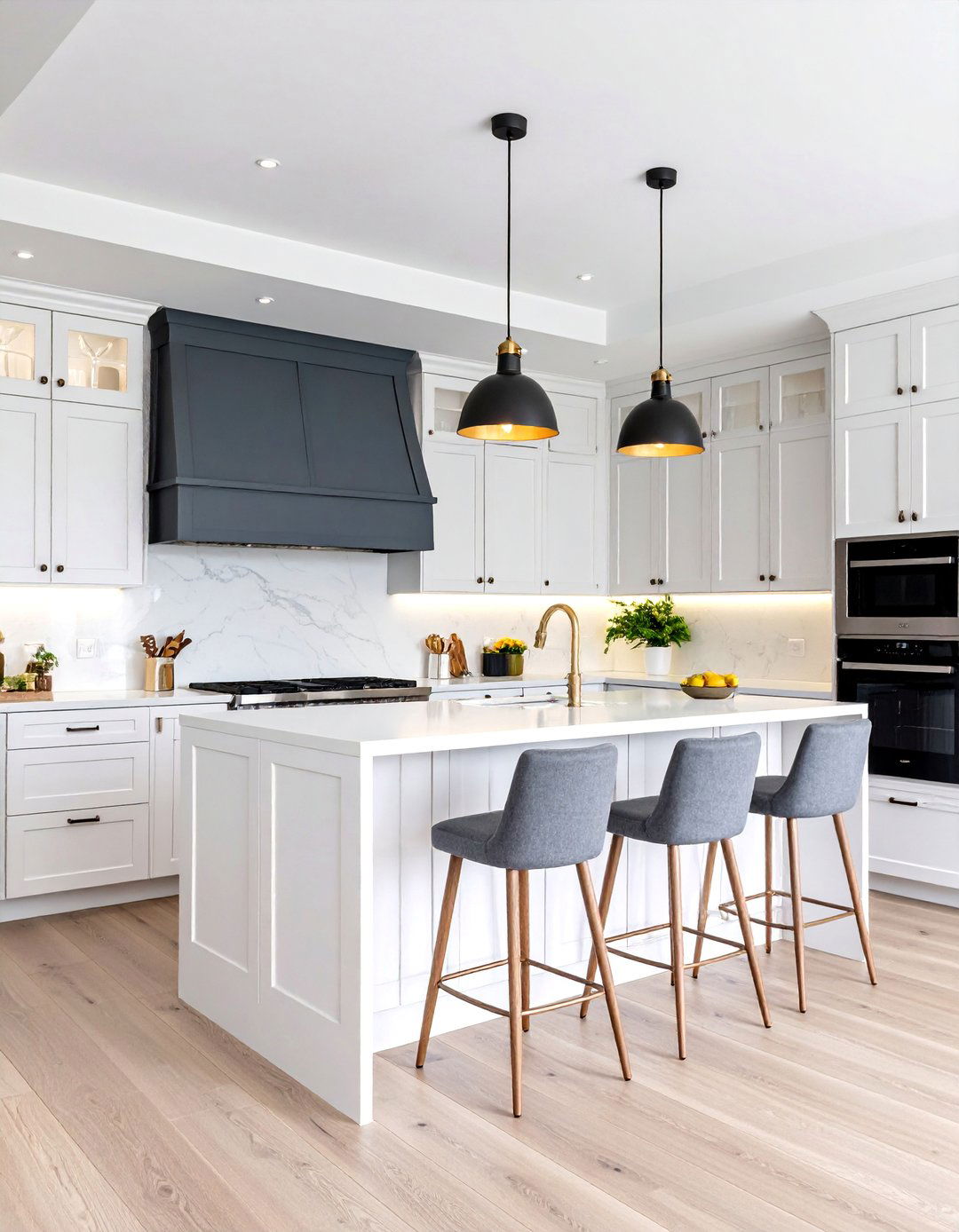 Two Tone Color Contrast Soffit - 25 Kitchen Soffit Ideas