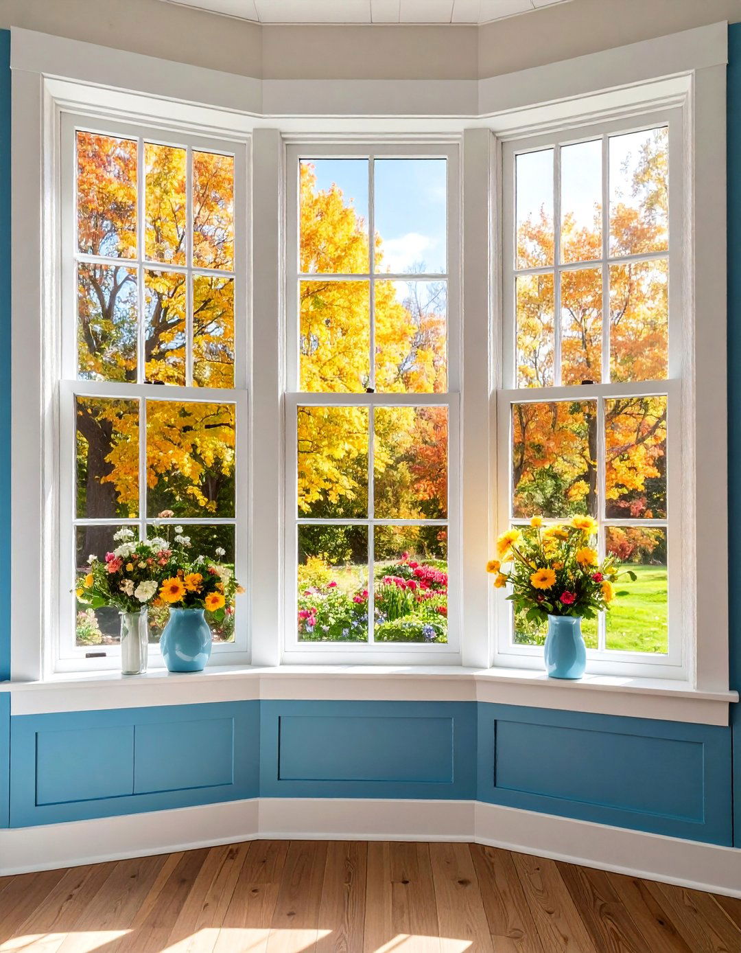 Two Tone Farmhouse Trim with White and Natural Wood - 25 Farmhouse Interior Window Trim Ideas