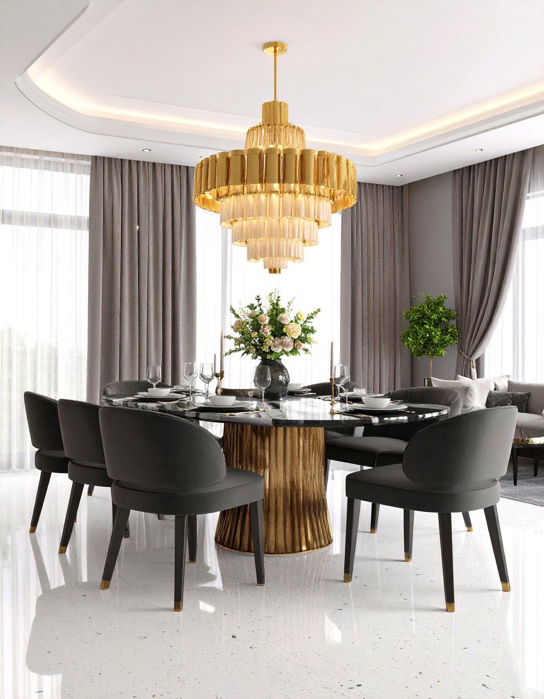 Two Tone Glam Art Deco Dining Room - 25 Art Deco Dining Room Ideas