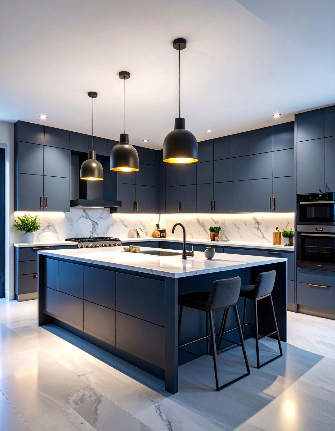 Two Tone Gray Kitchen with Black Island Contrast - 25 Gray and Black Kitchen Ideas