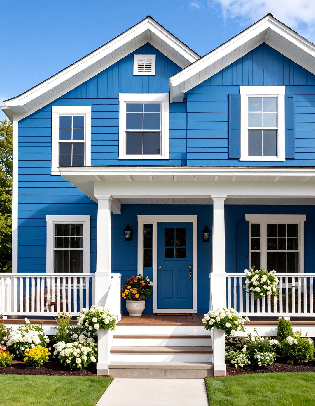 Two Tone Navy and Light Blue Design - 25 Blue Exterior House Colors