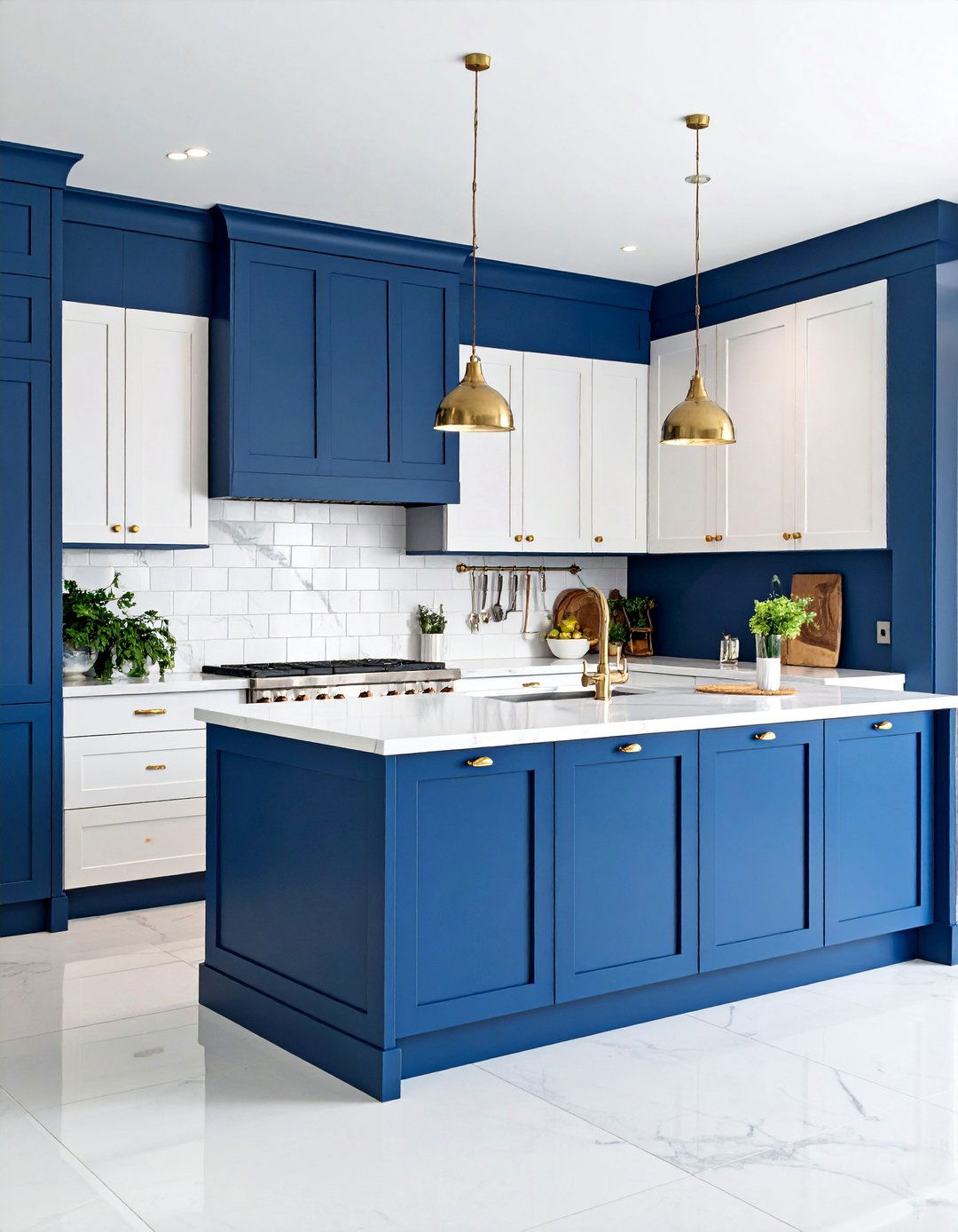 Two Tone Navy and White Shiplap Statement Wall - 25 Shiplap Backsplash Ideas for Your Kitchen