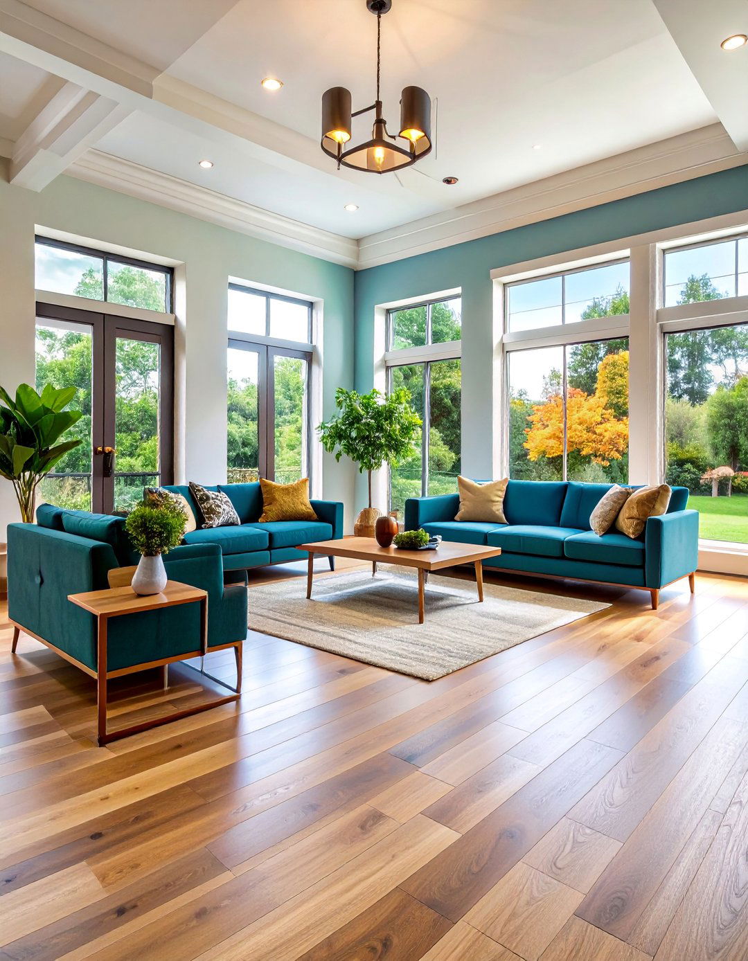 Two Tone Oak Wood Floor with Contrasting Borders - 25 Wood Floor Design Ideas