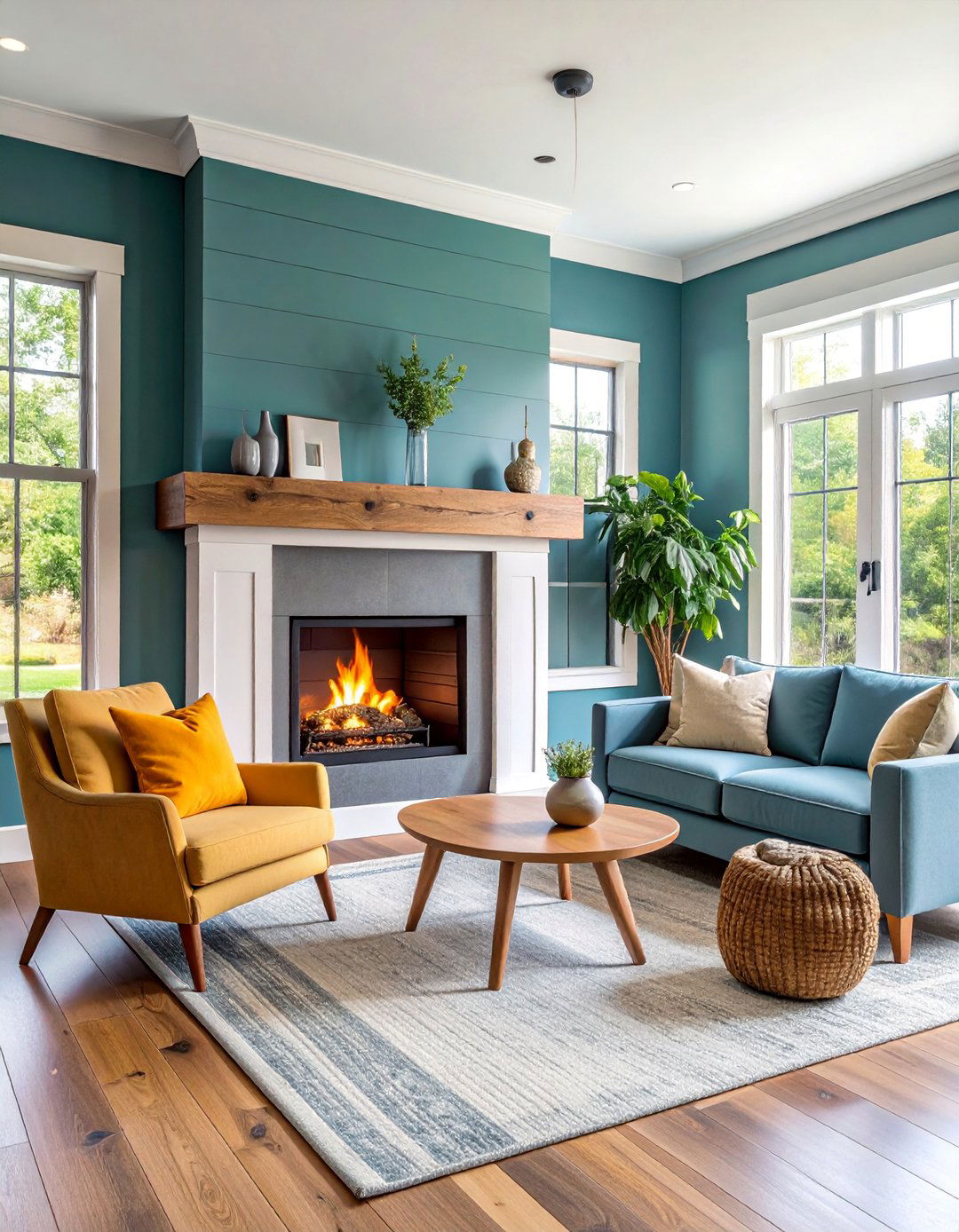 Two Tone Shiplap Farmhouse Fireplace Design - 25 Farmhouse Fireplace Ideas