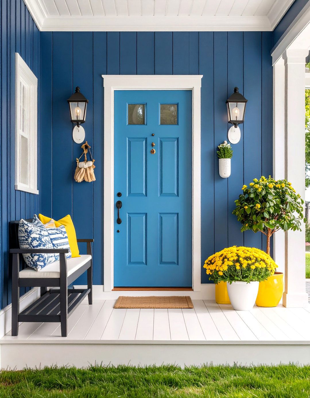 Two Tone Shiplap with Color Blocking - 25 Shiplap Wall Entryway Ideas