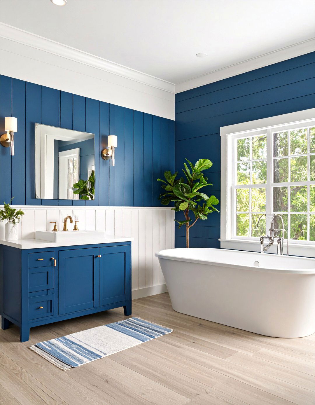 Two Tone Shiplap with Upper and Lower Contrast - 25 shiplap bathroom ideas