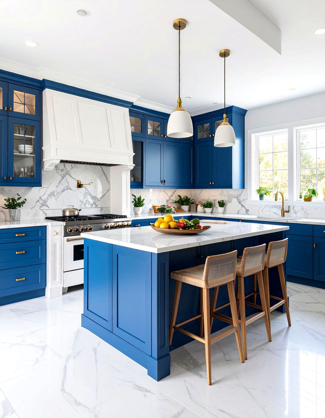 Two Tone U Shaped Kitchen with Dark Lower Cabinets - 25 U Shaped Kitchen Ideas