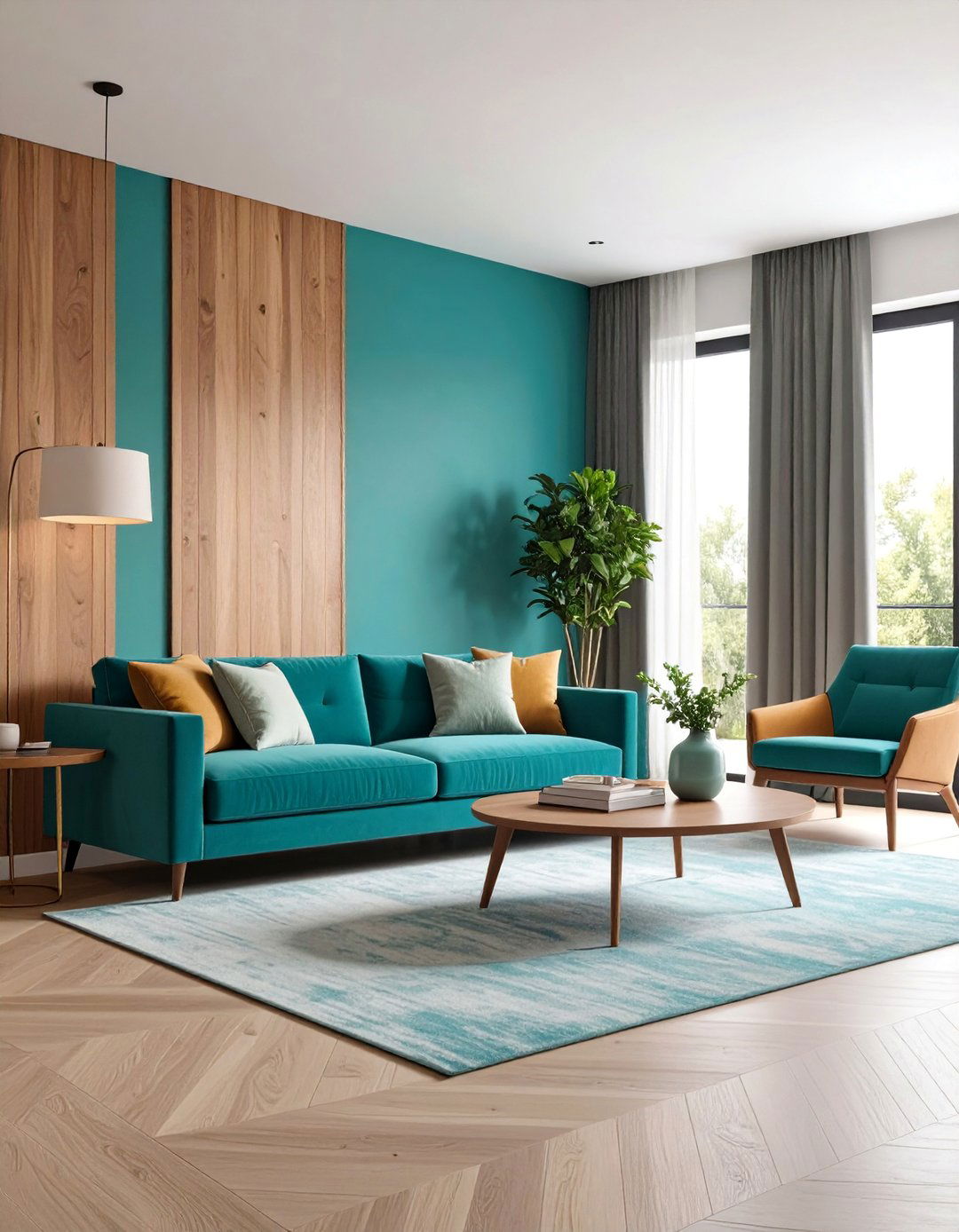 Two Tone Wall Treatment Living Room - 25 Mid-Century Modern Living Room Ideas