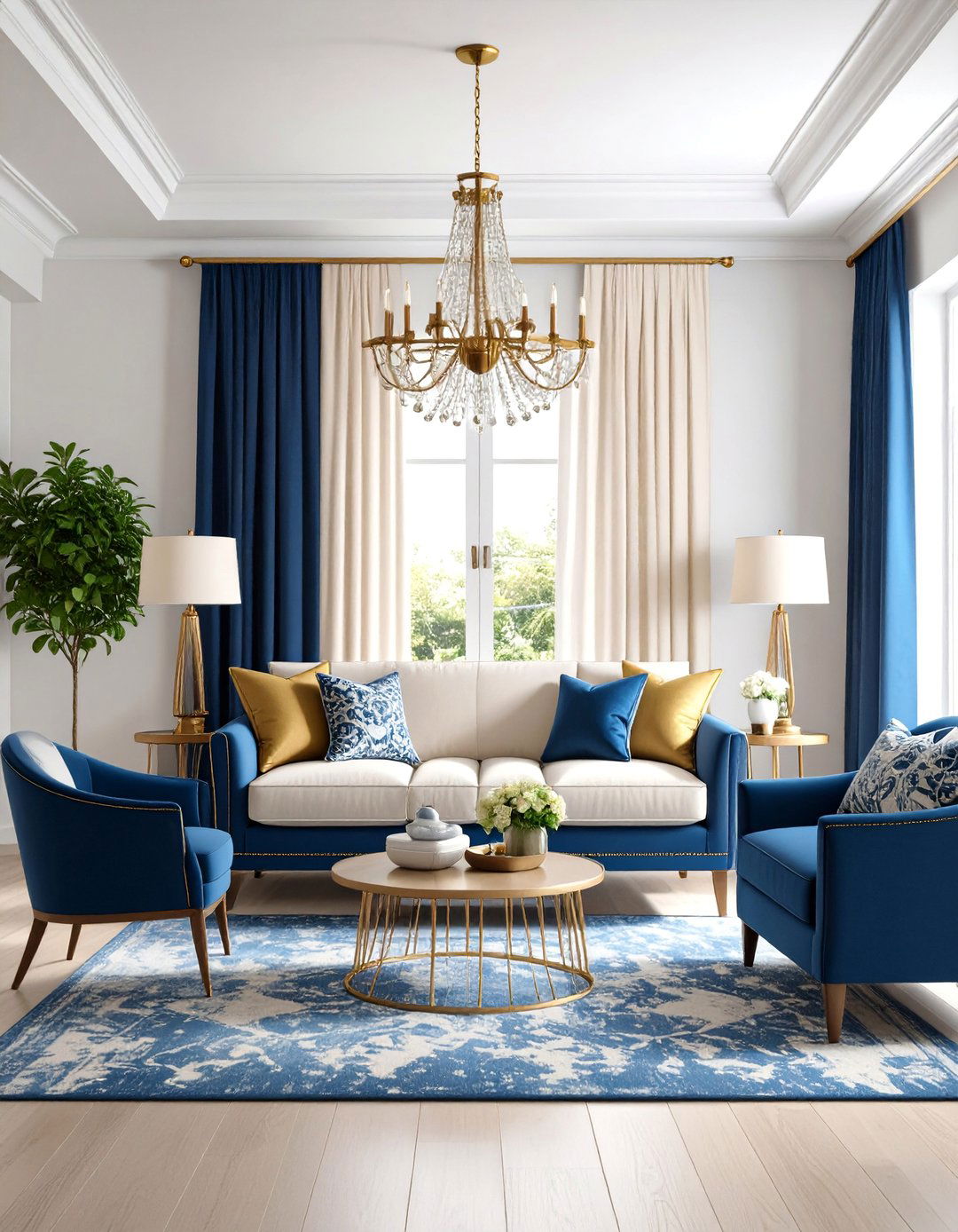 Two Toned Living Room Curtains with Color Blocking Design - 25 Living Room Curtain Ideas