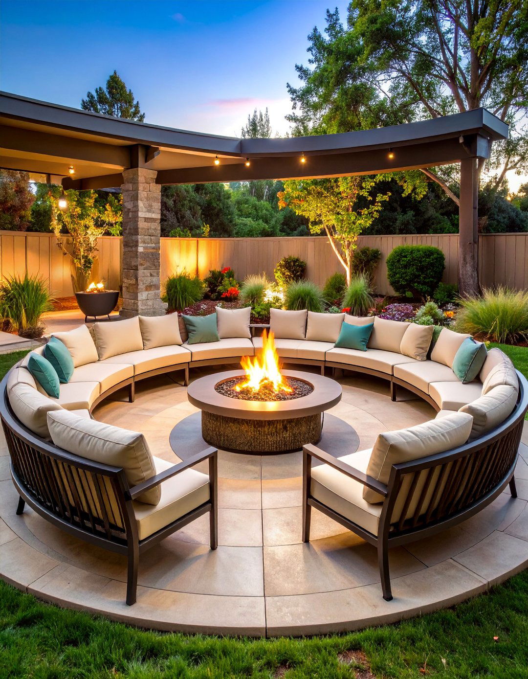 U Shaped Fire Pit Seating - 25 Built-in Deck Bench Ideas and Designs
