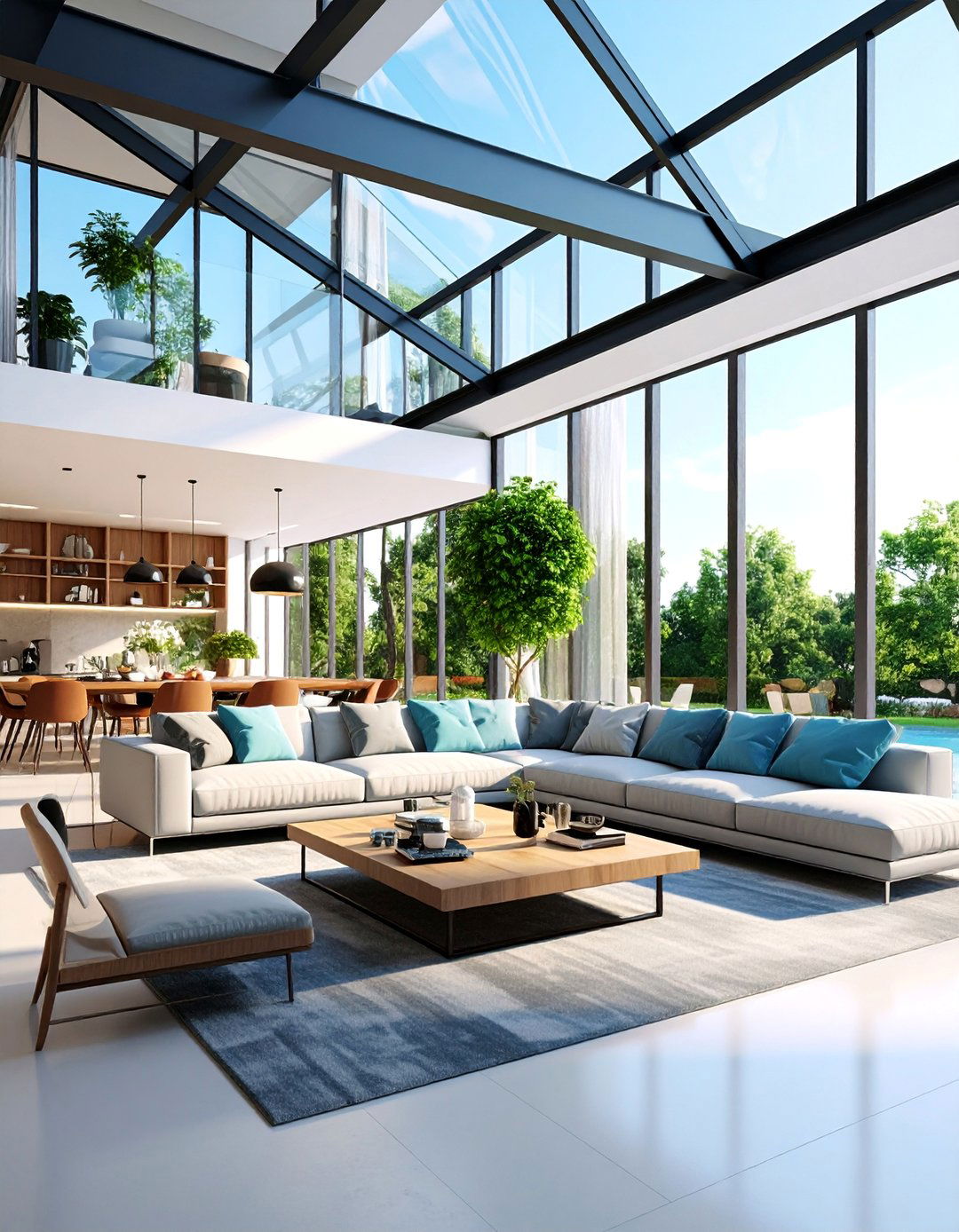 Ultra Contemporary Glass and Steel - 25 Living Room Vaulted Ceiling Ideas