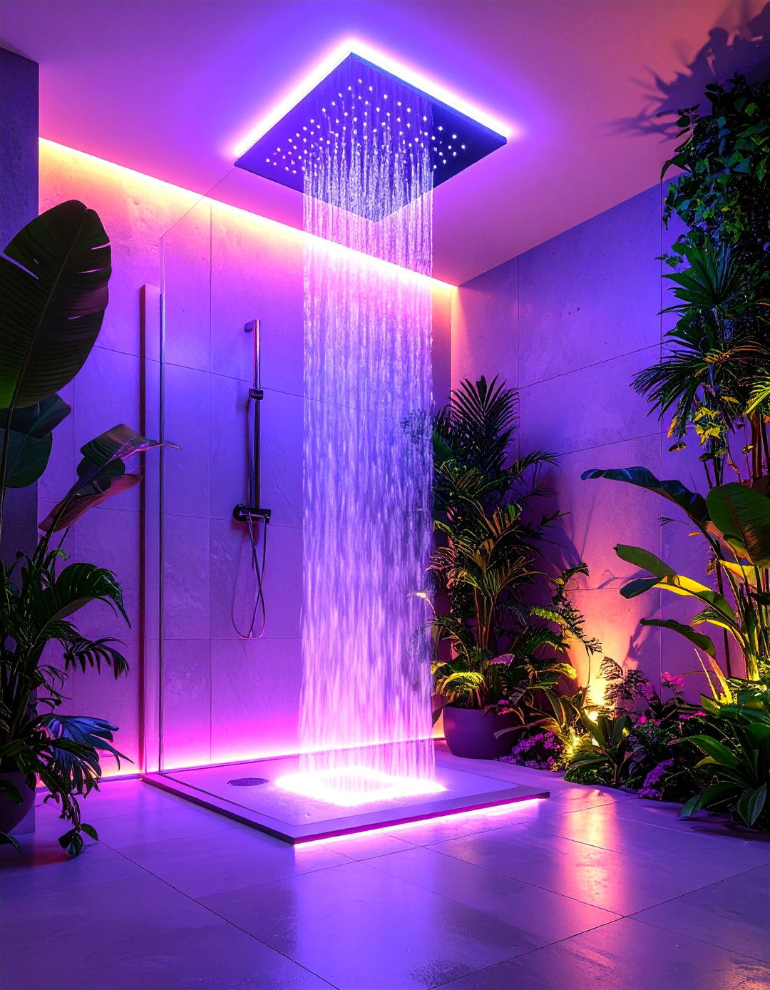 Ultra Modern Shower with LED Strip Lighting - 25 Small Shower Ideas