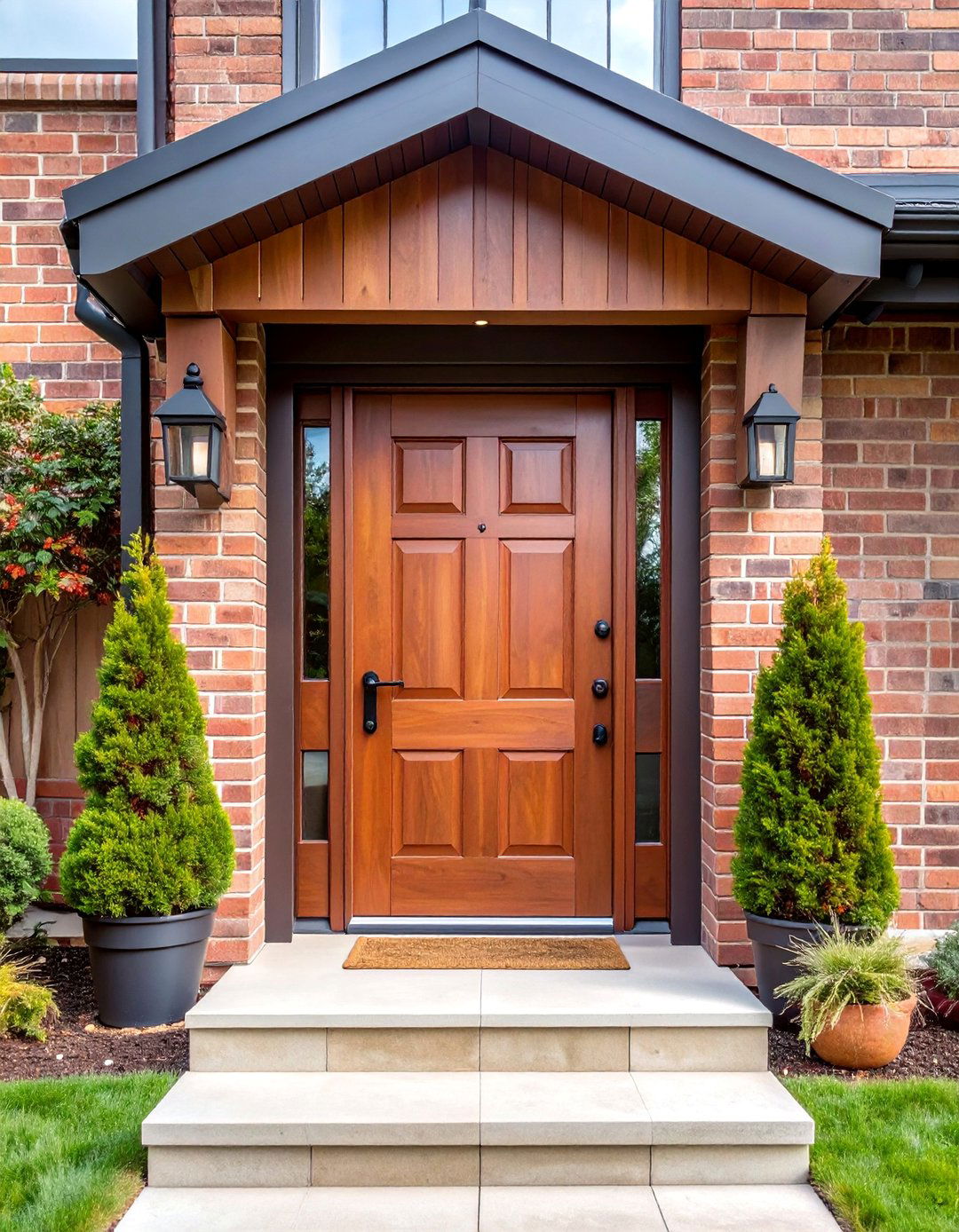 Umber Brown Front Door with Industrial Loft Elements - 25 Brown House Front Door Colors